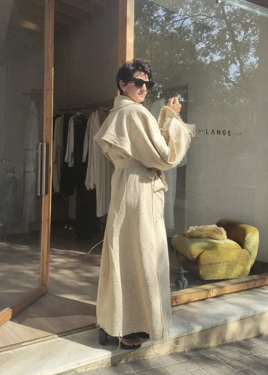 KOZHUKH DECONSTRUCTED WILD SILK OVERSIZE COAT — K M by L A N G E